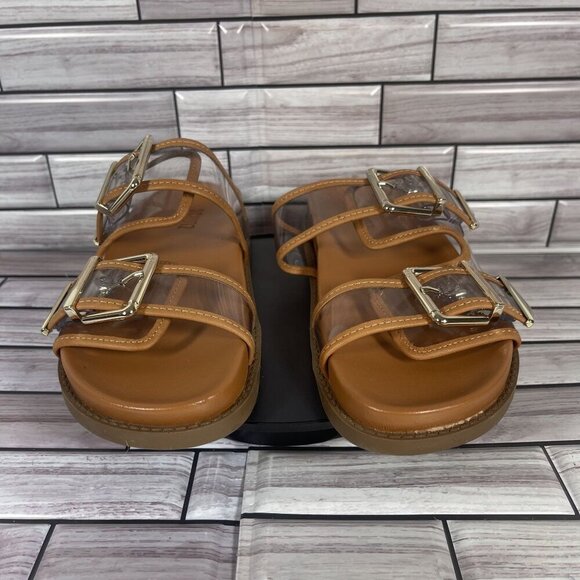 Schutz‎ Naomi Brown Double Strap Slide Sandals Shoe Size 5.5-NEW - Picture 2 of 8